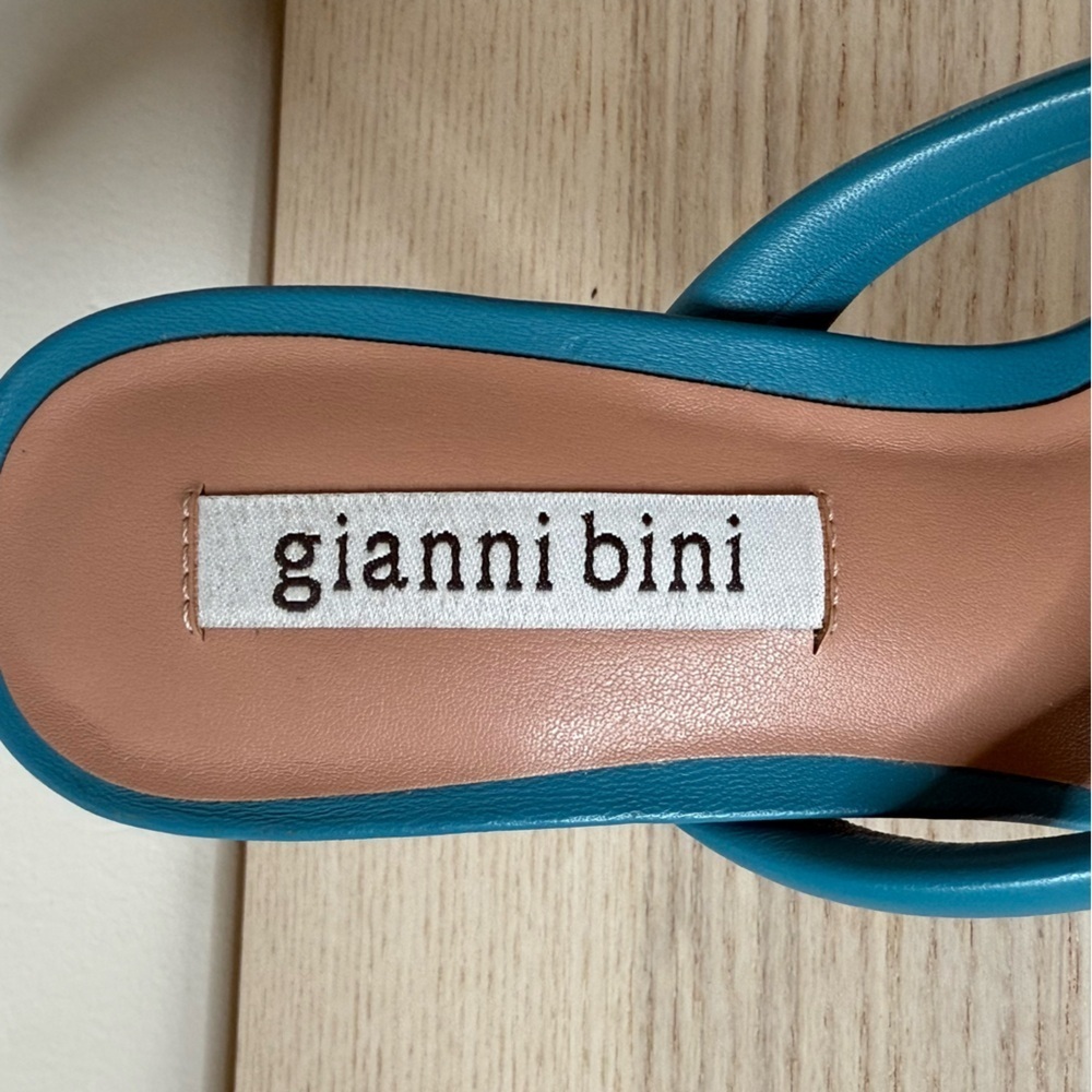 Gianni Bini Bement Leather Tubular Thong Dress Mules size 8 blue - Picture 3 of 7